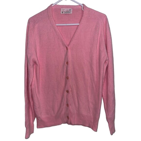Vintage Lady Pickering Womens Cardigan Sweater Sz XL Pink 100% Orlon Preppy Golf - Picture 1 of 7